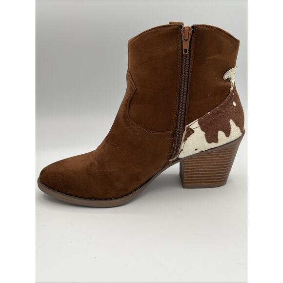 Sugar Ladies Faux Cow Hair on Faux Leather Ankle Booties - size 7.5 Brown Boots - Picture 5 of 10